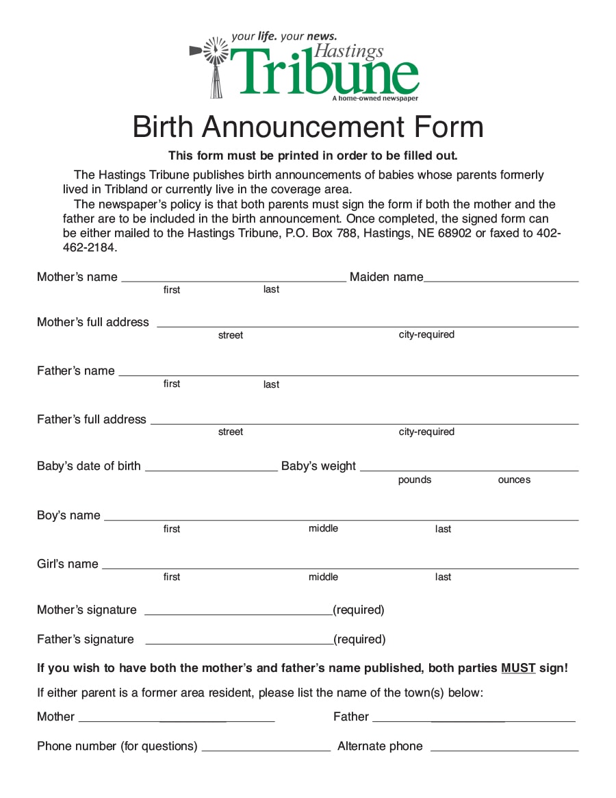 birth announcement template 27 birth announcement template 27