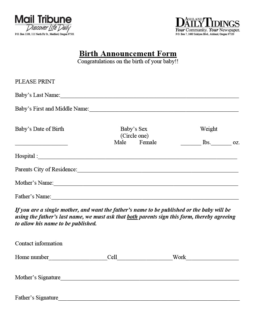 birth announcement template 37 birth announcement template 37