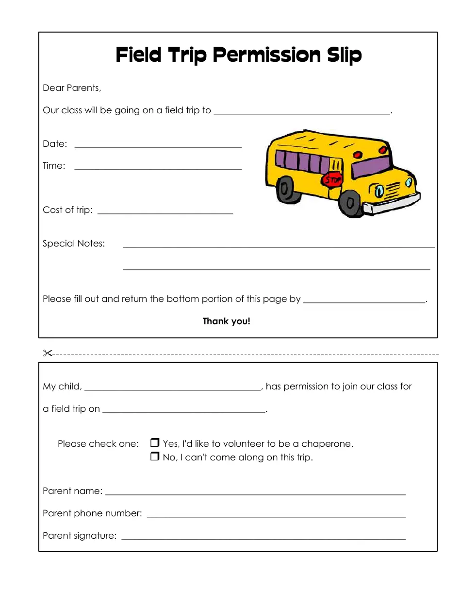 blank field trip permission form blank field trip permission form