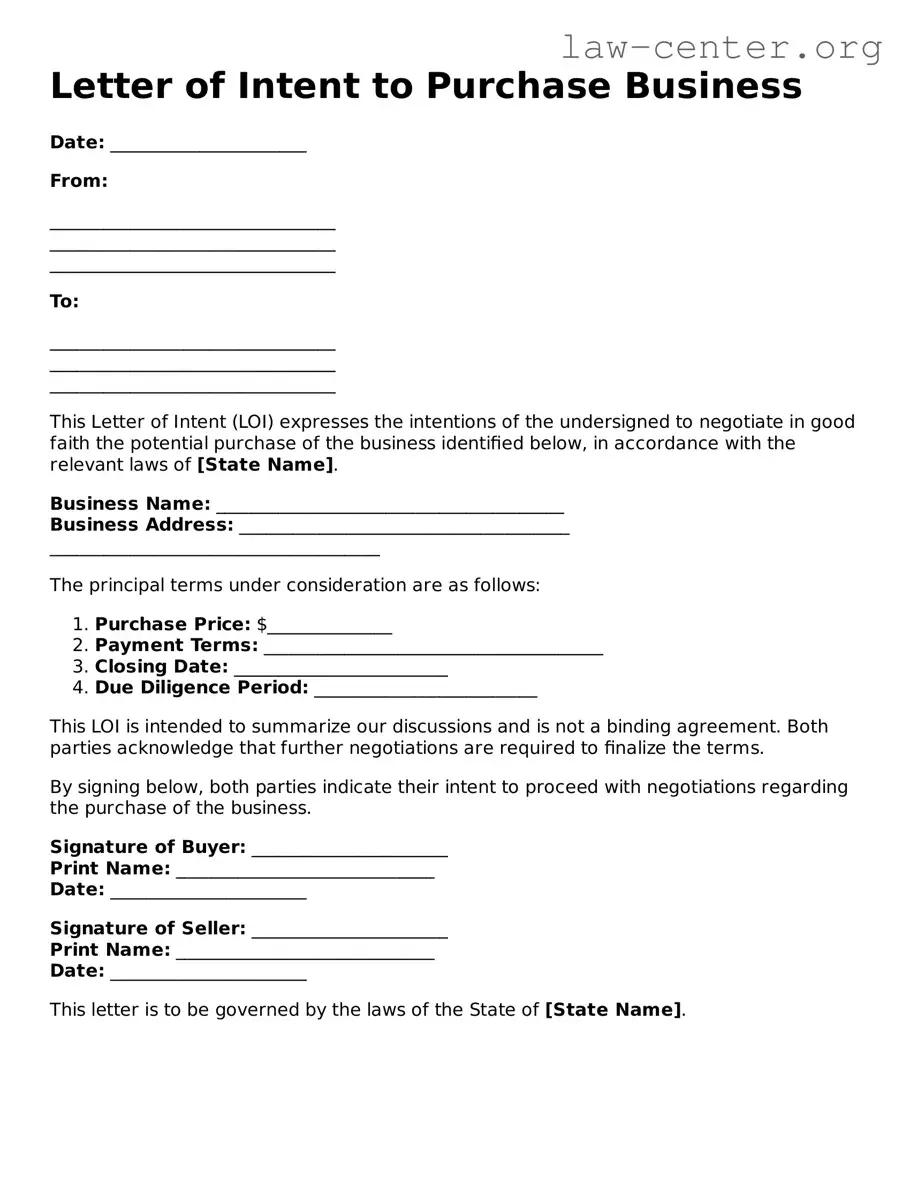 business letter of intent sample