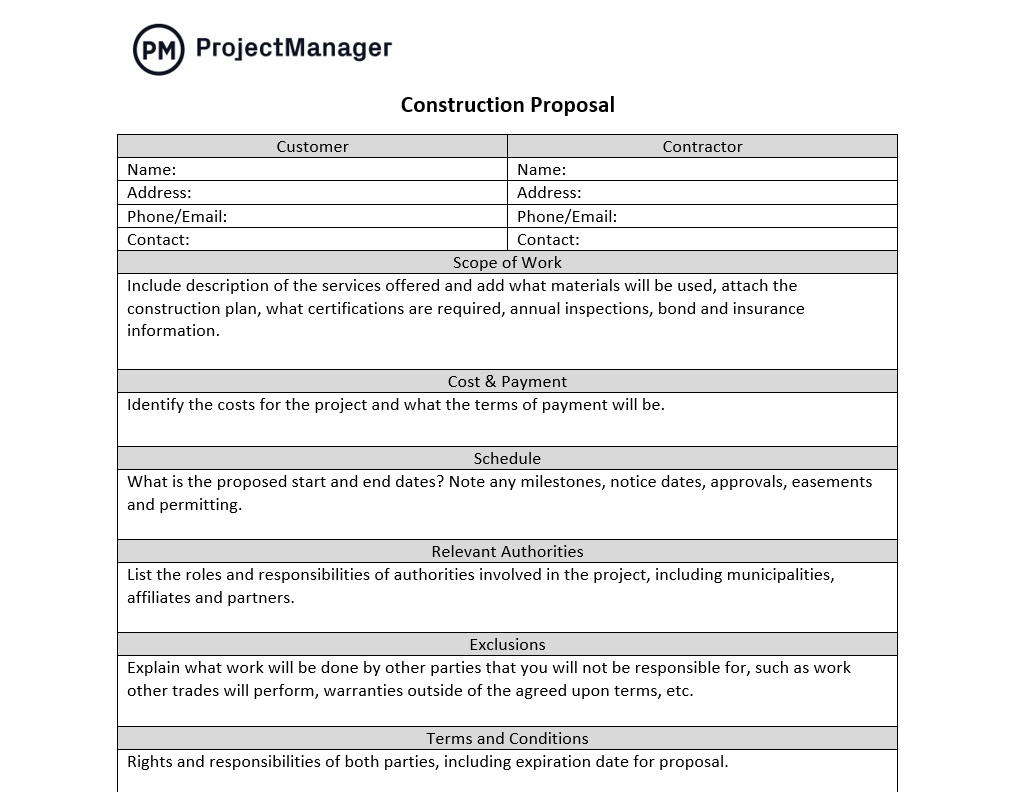 construction project proposal template pdf construction project proposal template pdf