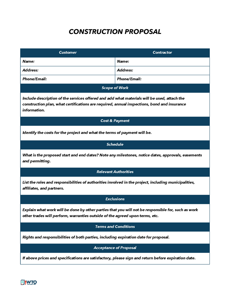 construction work proposal template construction work proposal template