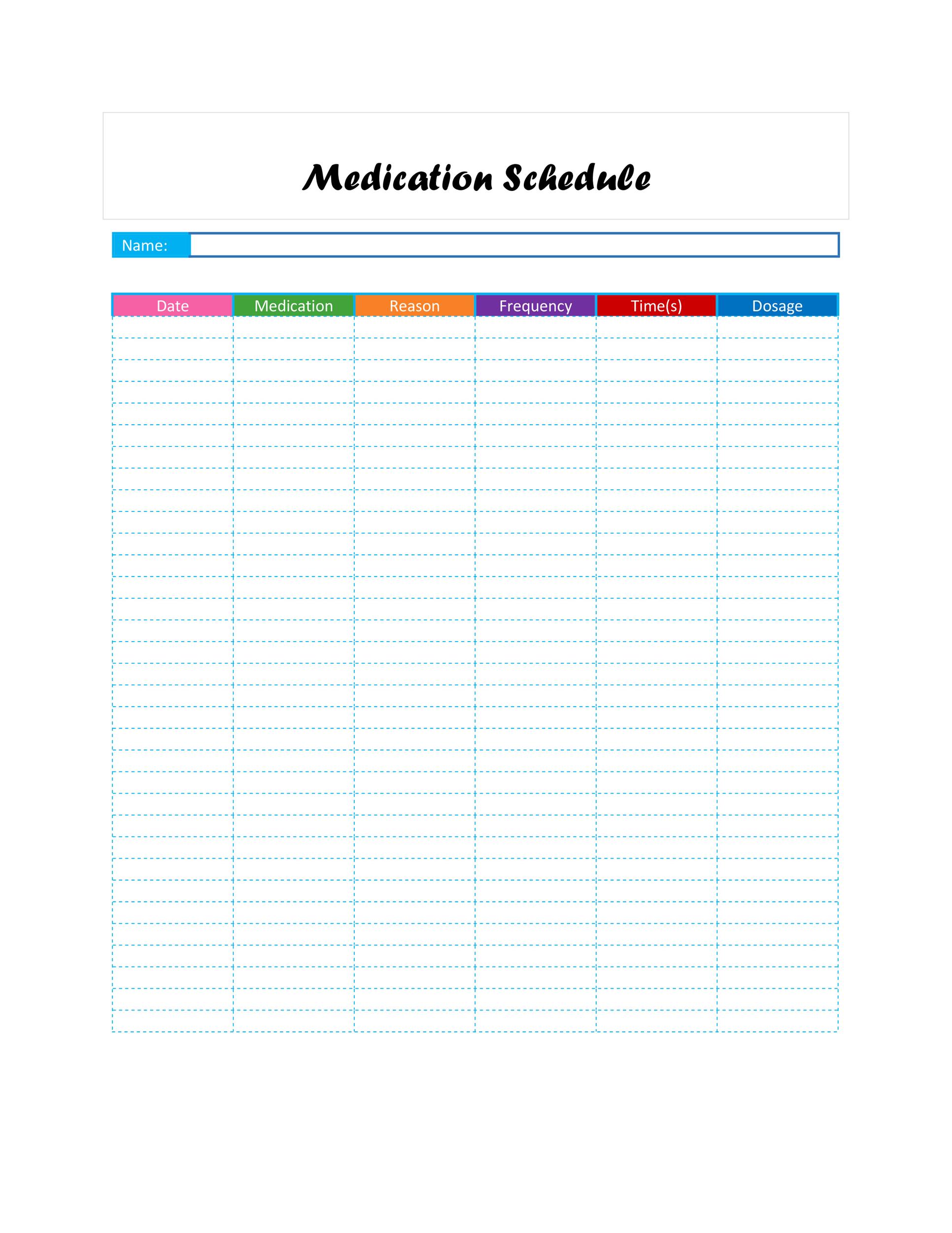 daily medication schedule template free