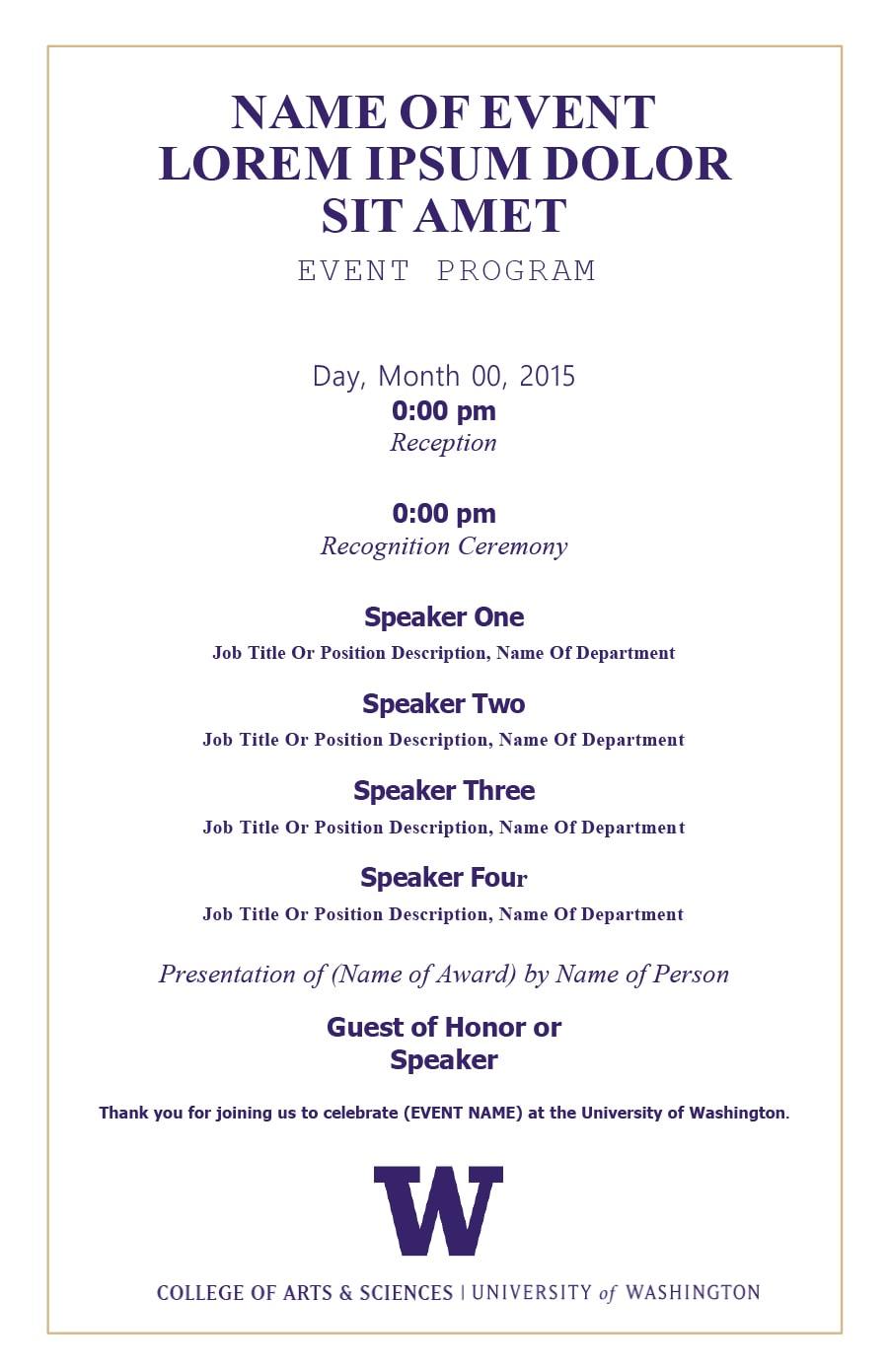 editable event program template