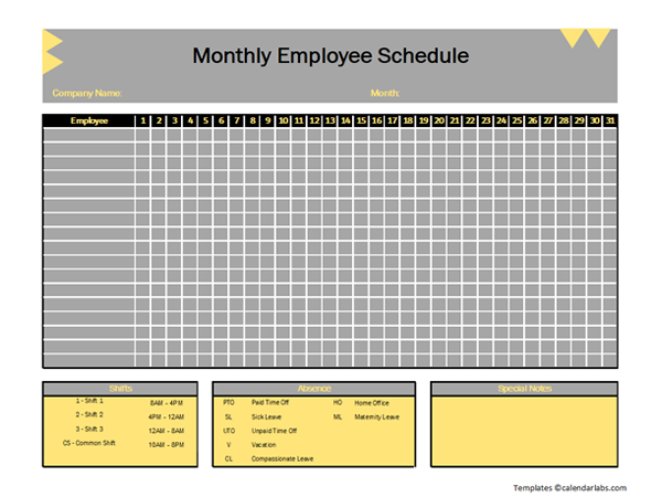 employee work schedule template employee work schedule template