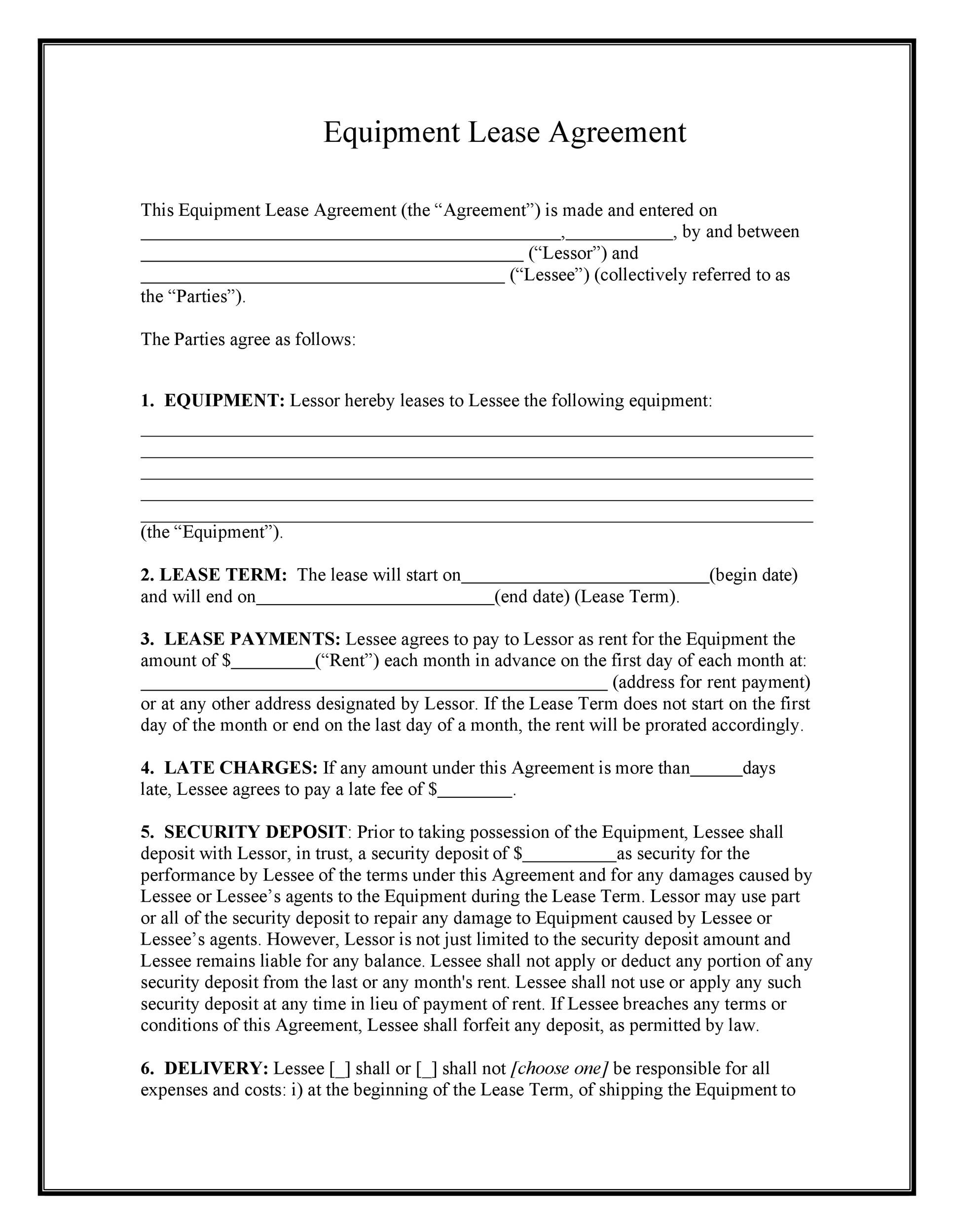 equipment lease agreement template pdf equipment lease agreement template pdf