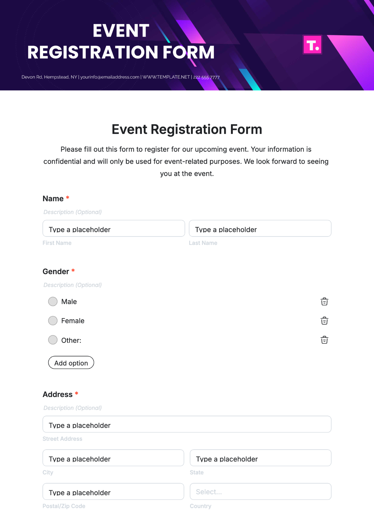 event registration form free event registration form free