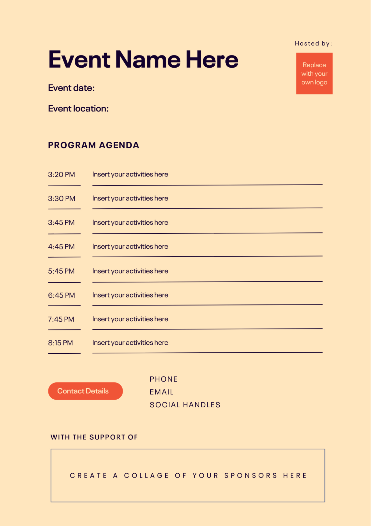 event schedule template word event schedule template word