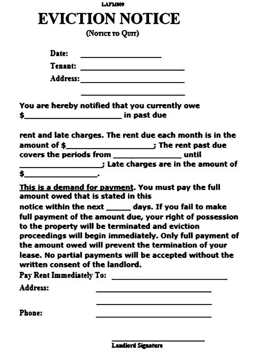 eviction notice form eviction notice form