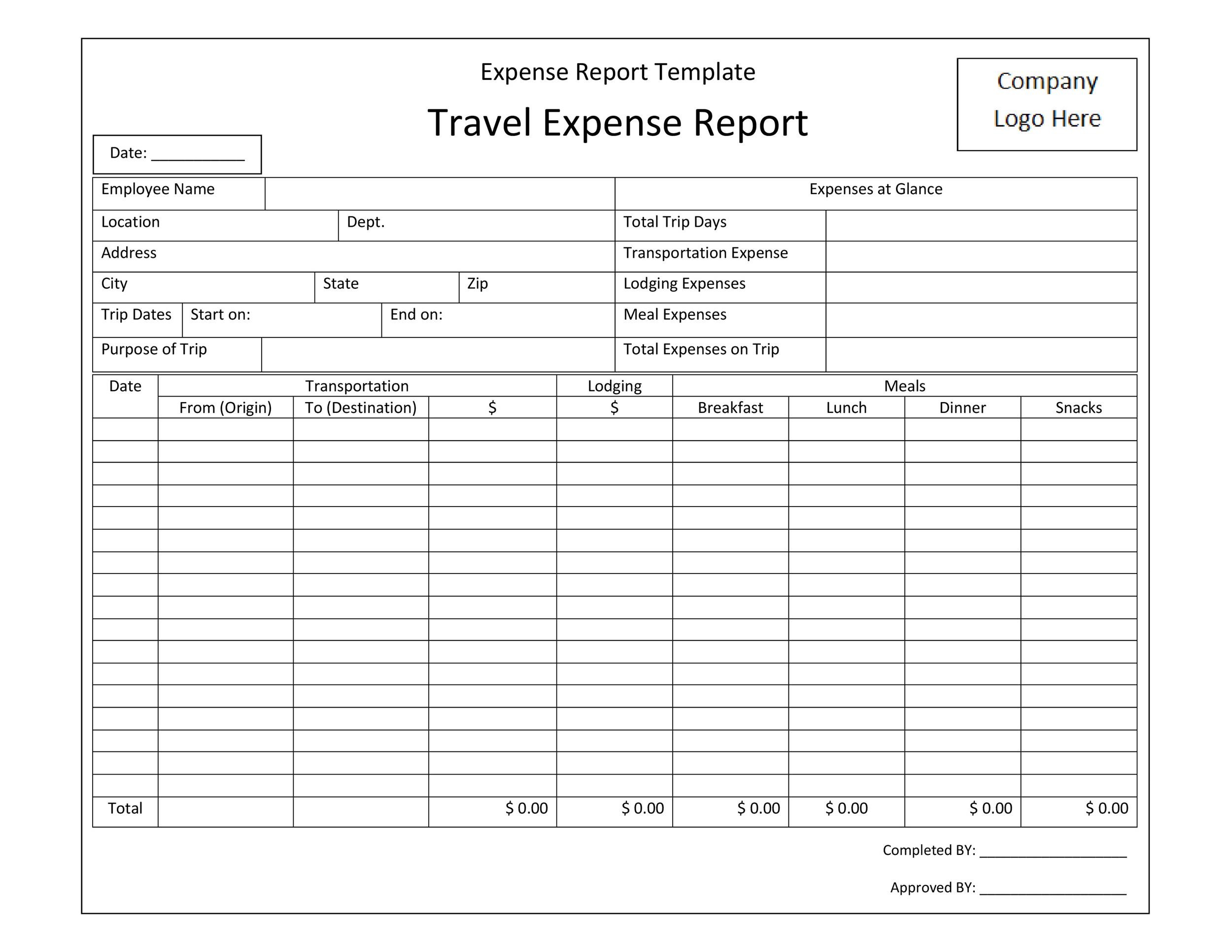 expense report template word expense report template word