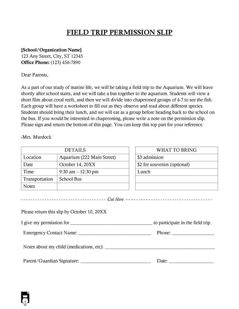 field trip form field trip form