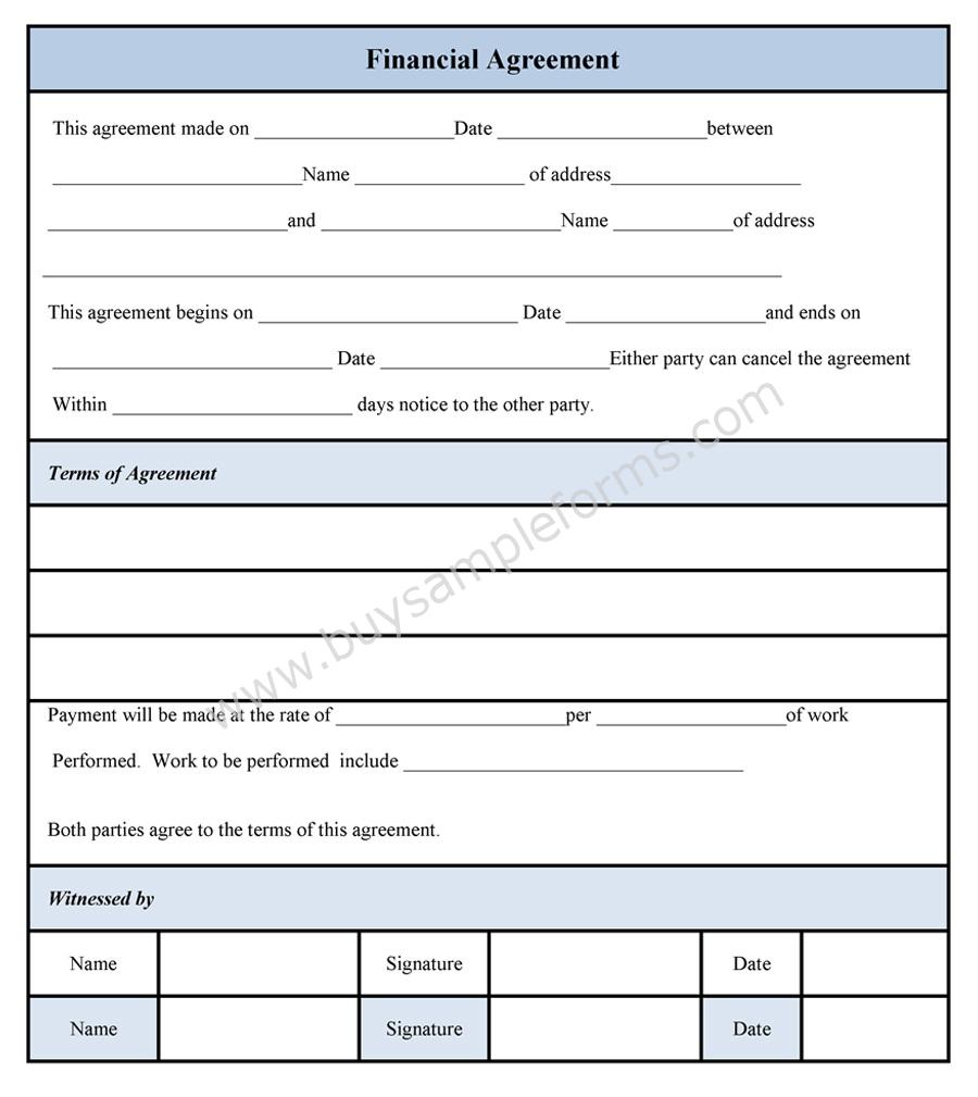 financial agreement template for business financial agreement template for business
