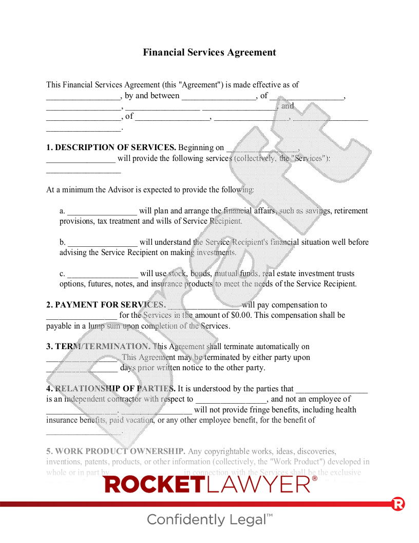 financial agreement financial agreement