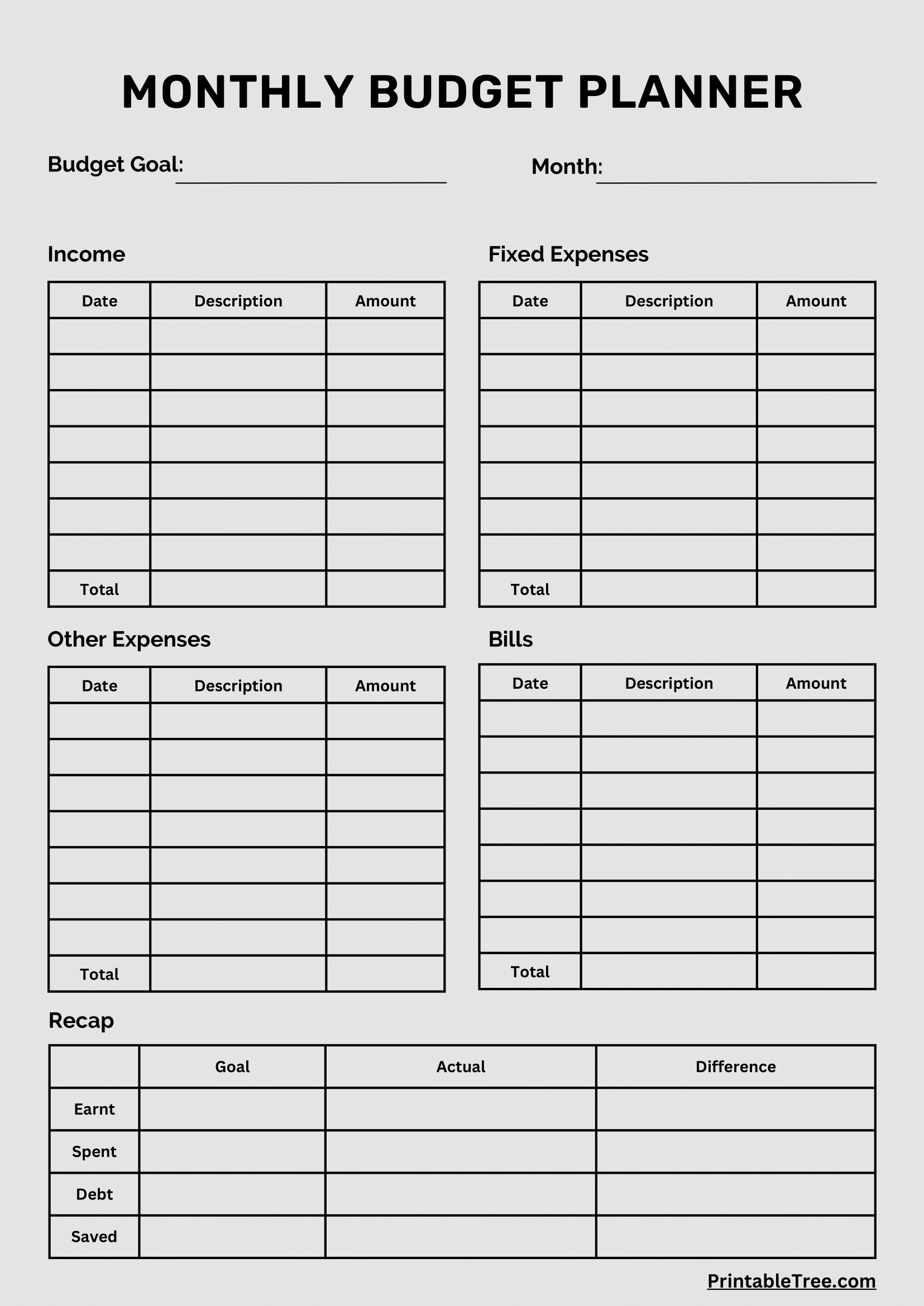 free budget template