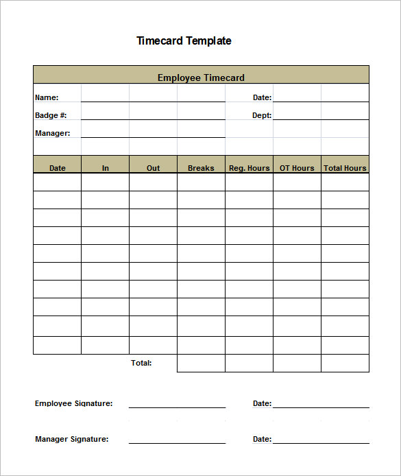 free employee time card template free employee time card template