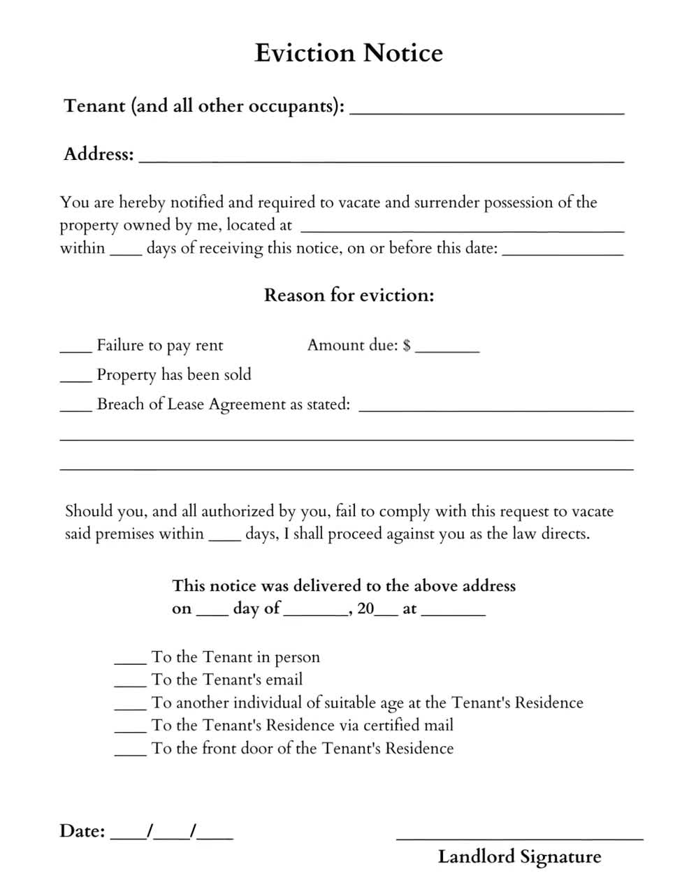 free eviction notice form printable free eviction notice form printable