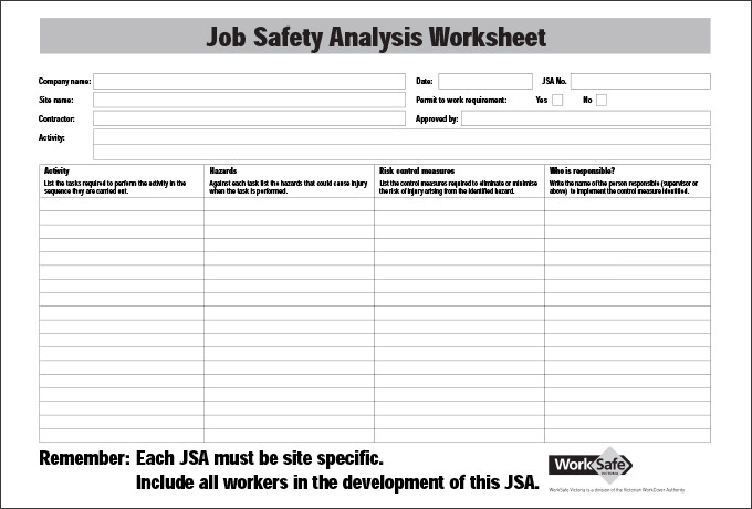 free job safety analysis template free job safety analysis template