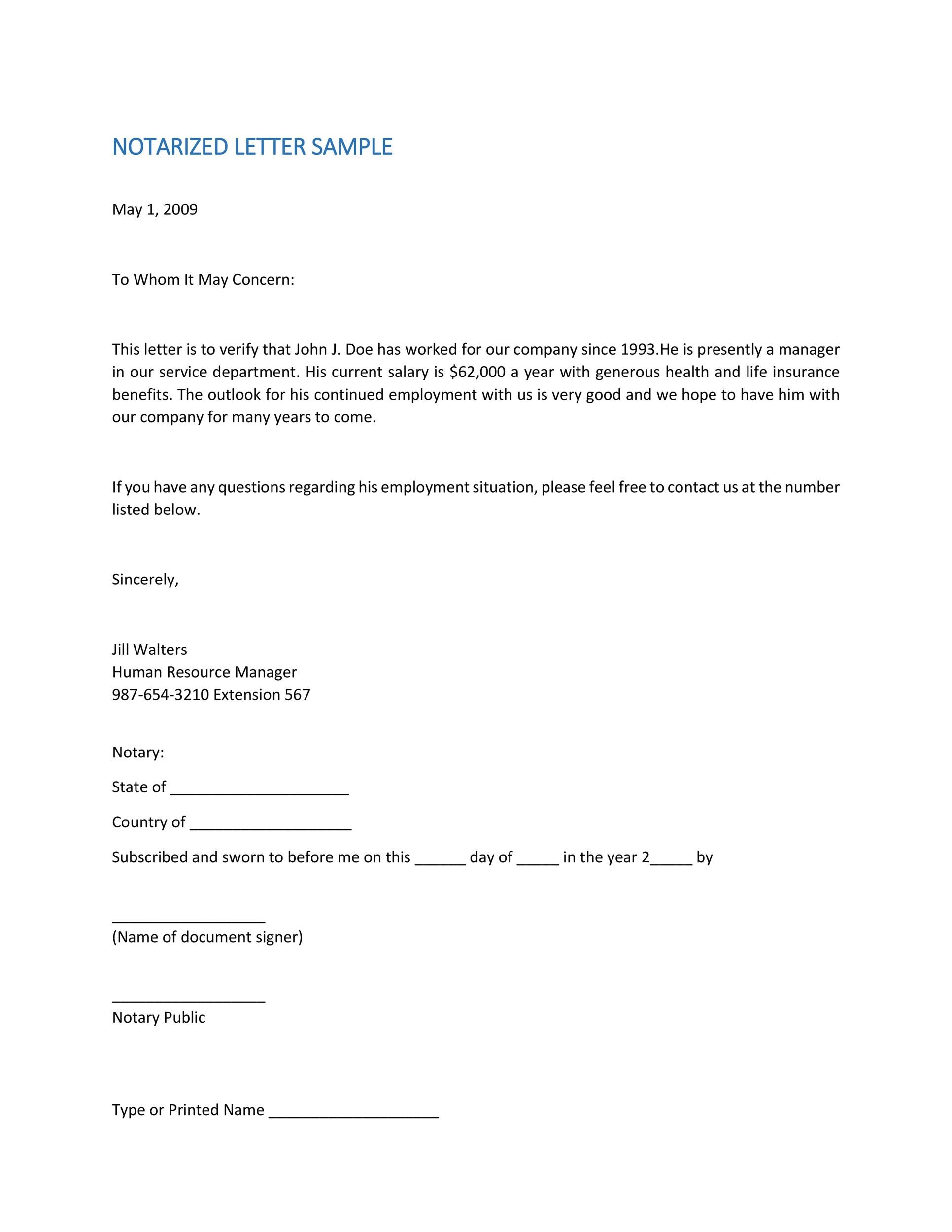 free notary template printable letter free notary template printable letter