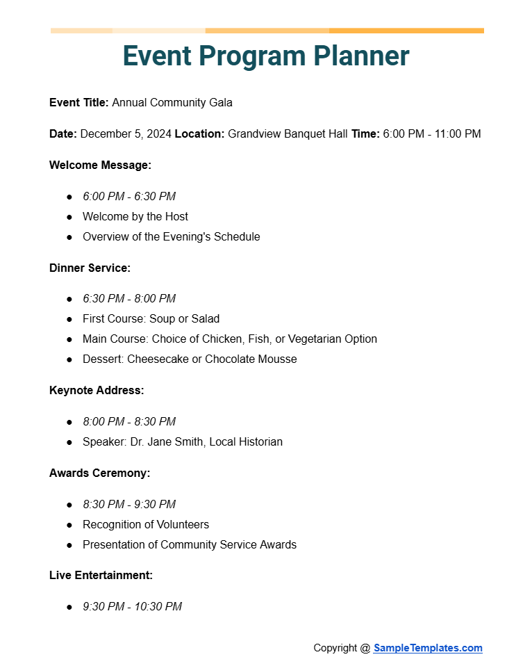 free printable event programs