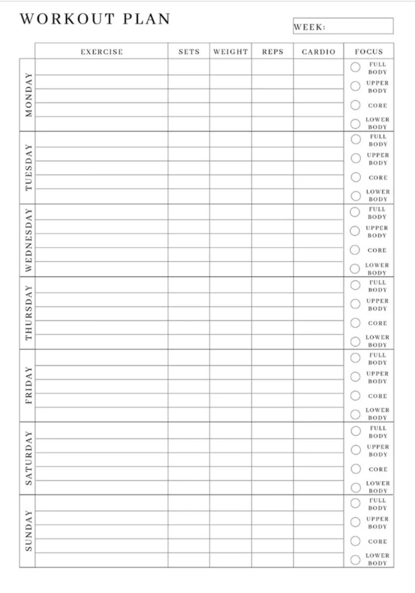 free printable exercise plan template free printable exercise plan template