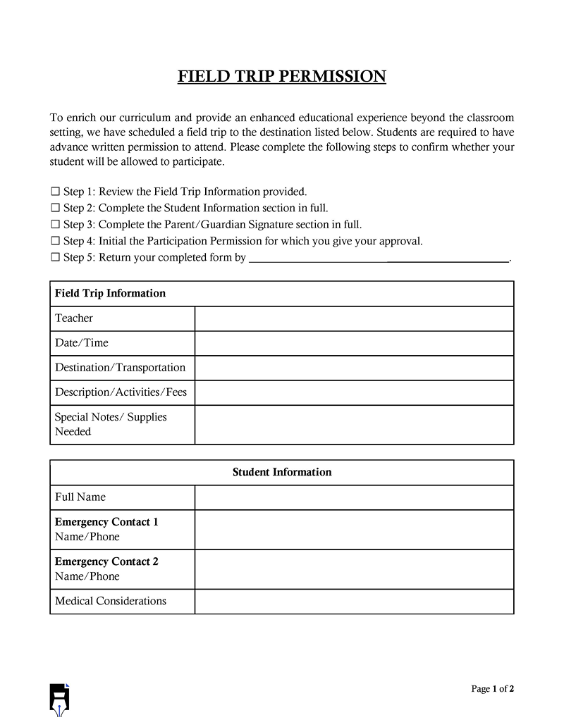 free printable field trip forms pdf free printable field trip forms pdf