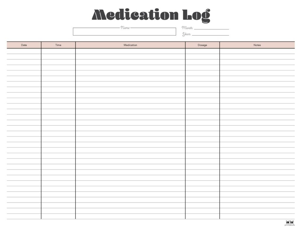 free printable medication log template free printable medication log template