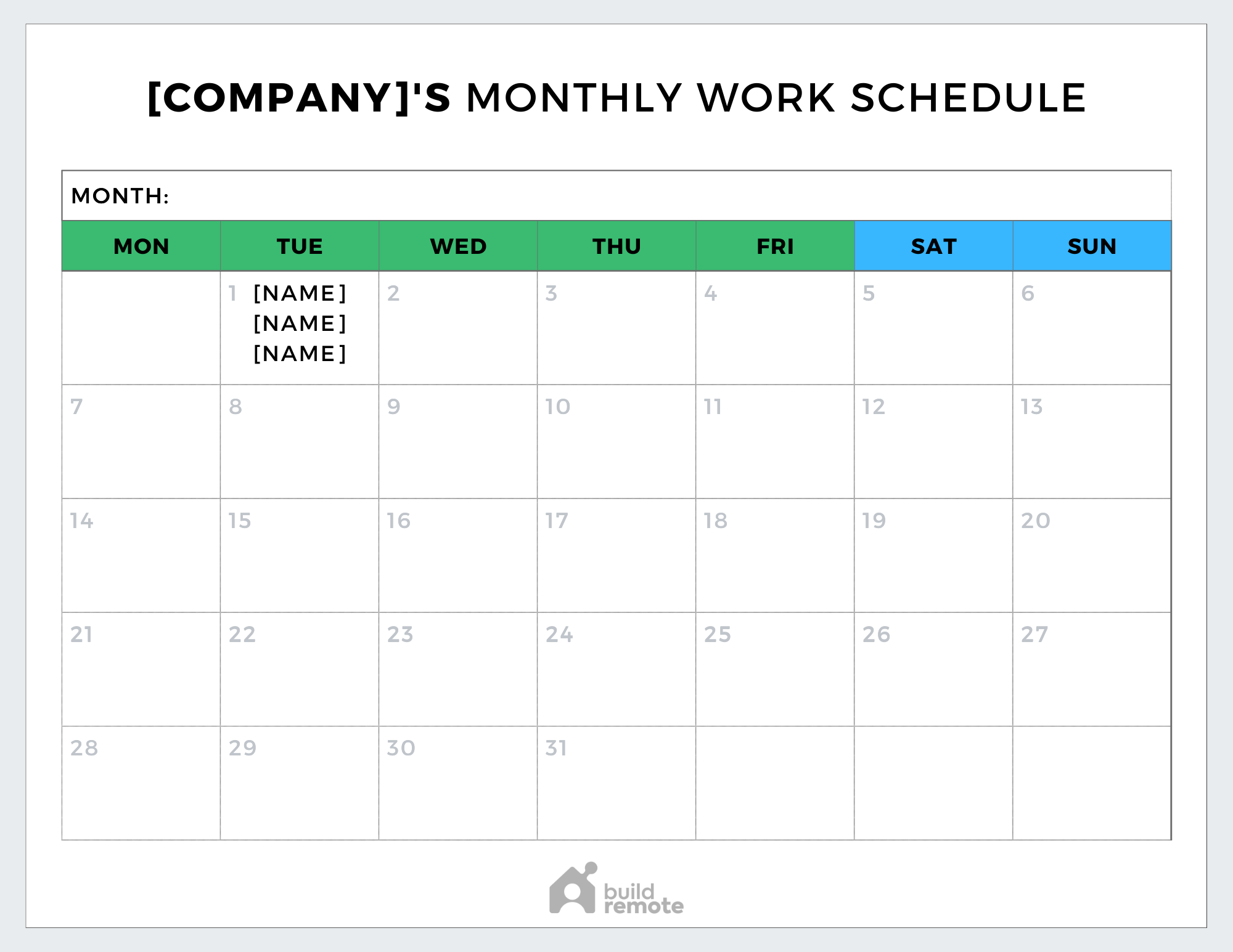 free printable monthly work schedule free printable monthly work schedule