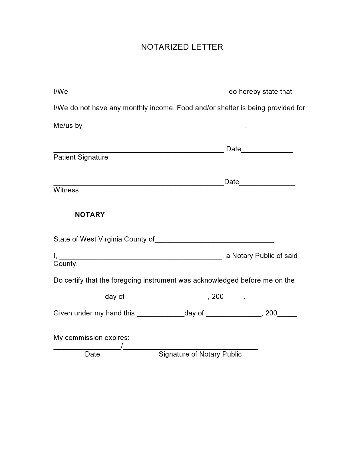 free printable notarized letter template free printable notarized letter template
