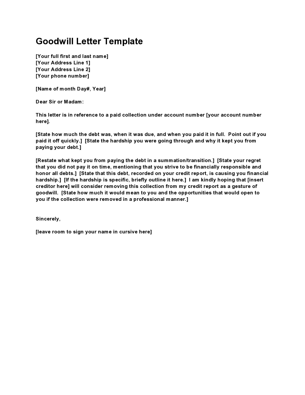 goodwill letter template free