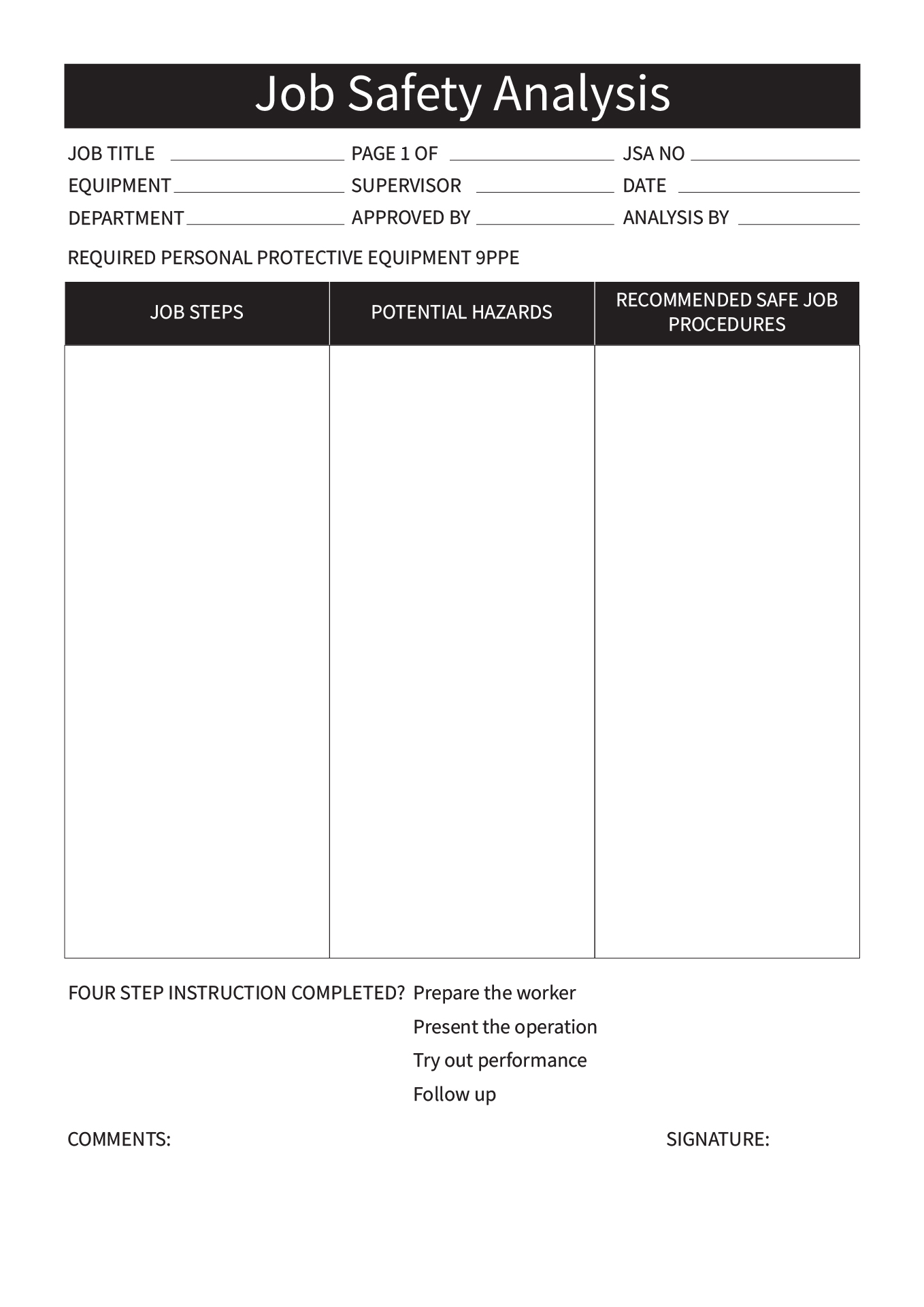 job safety analysis template australia job safety analysis template australia