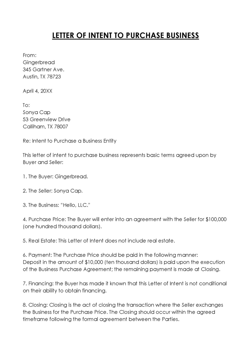 letter of intent for manufacturing