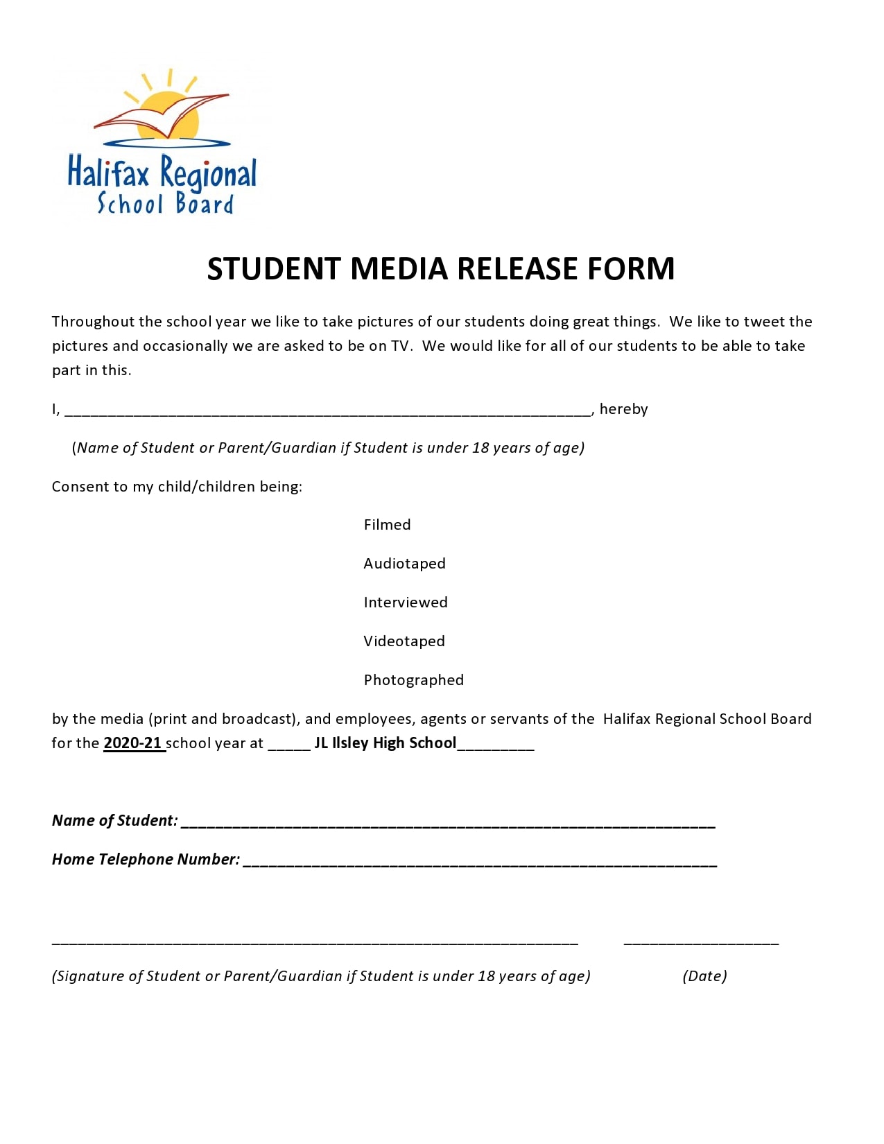 media release form example