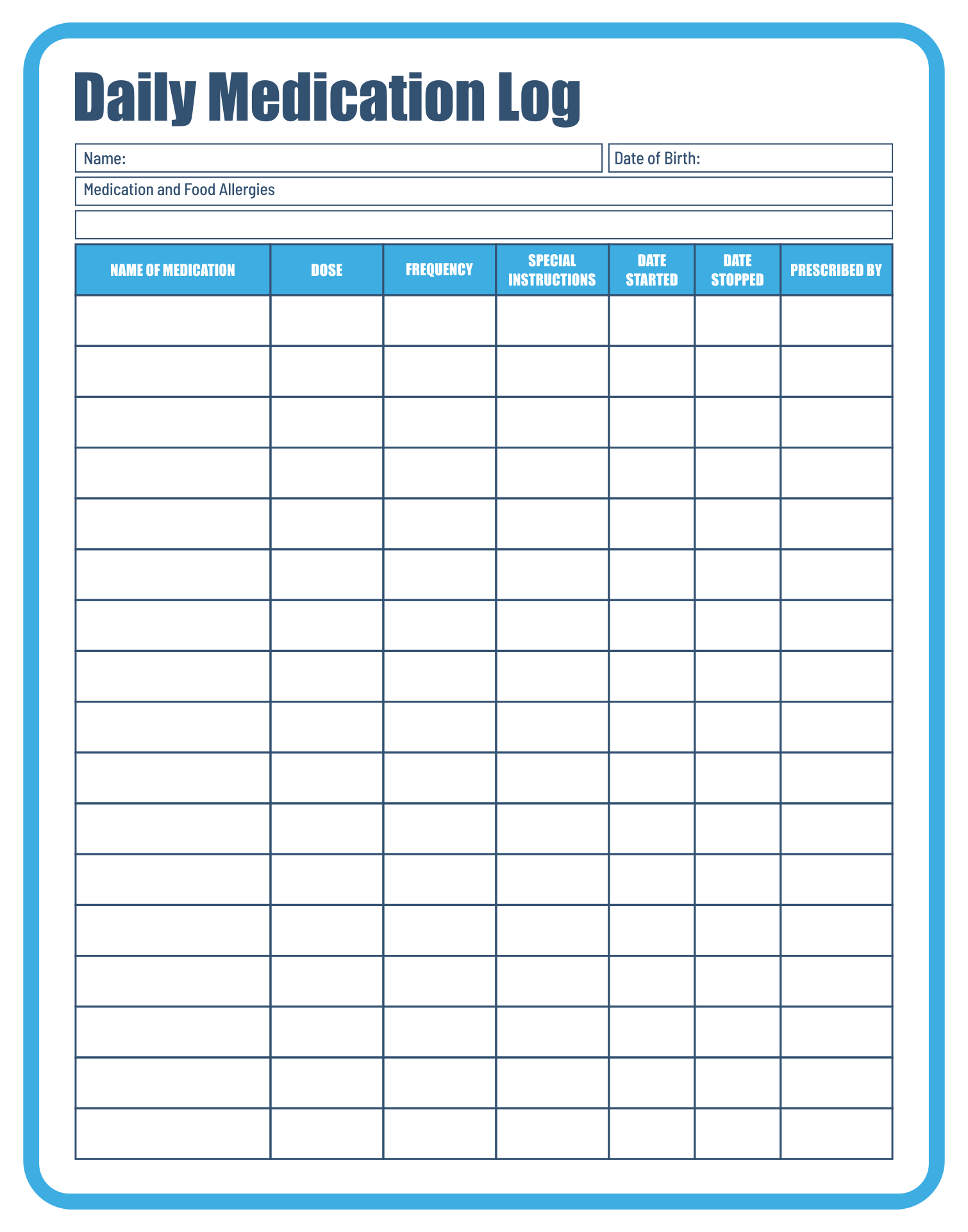 medication log template word medication log template word