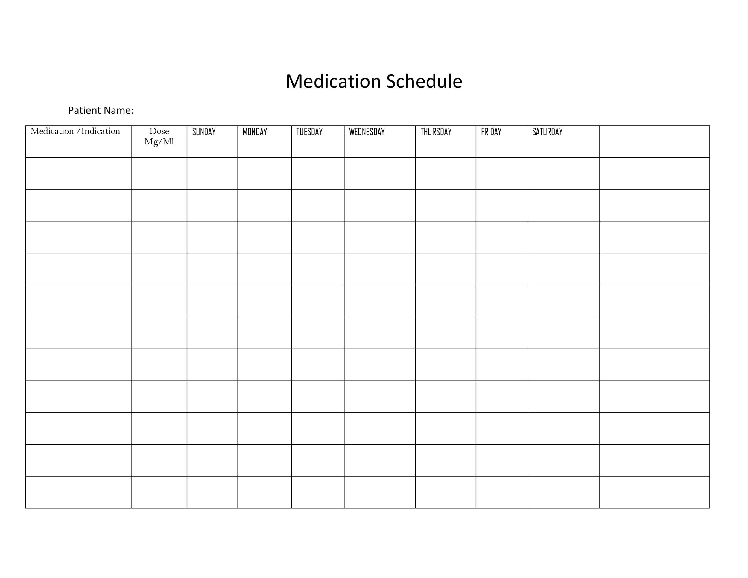 medicine chart printable