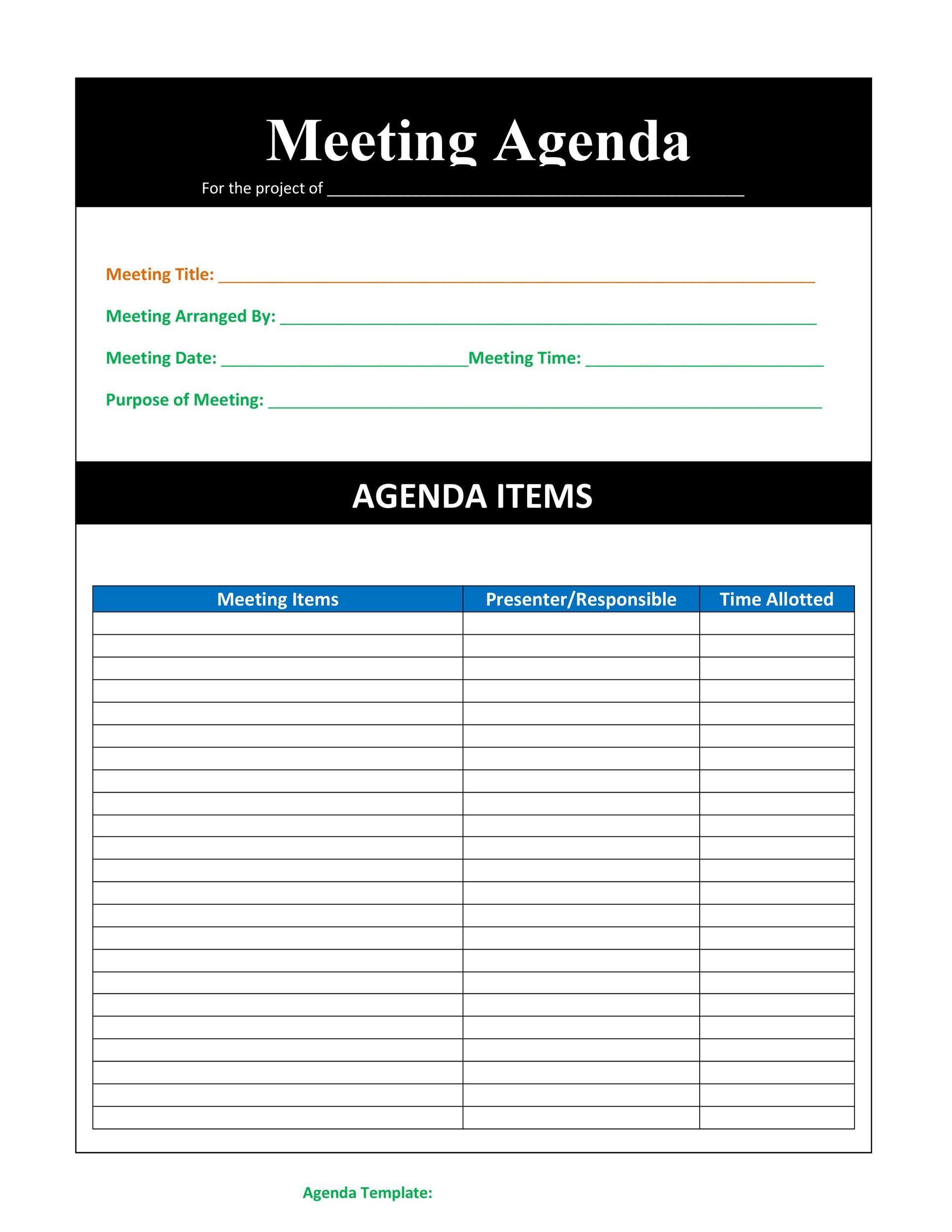 meeting agenda format meeting agenda format