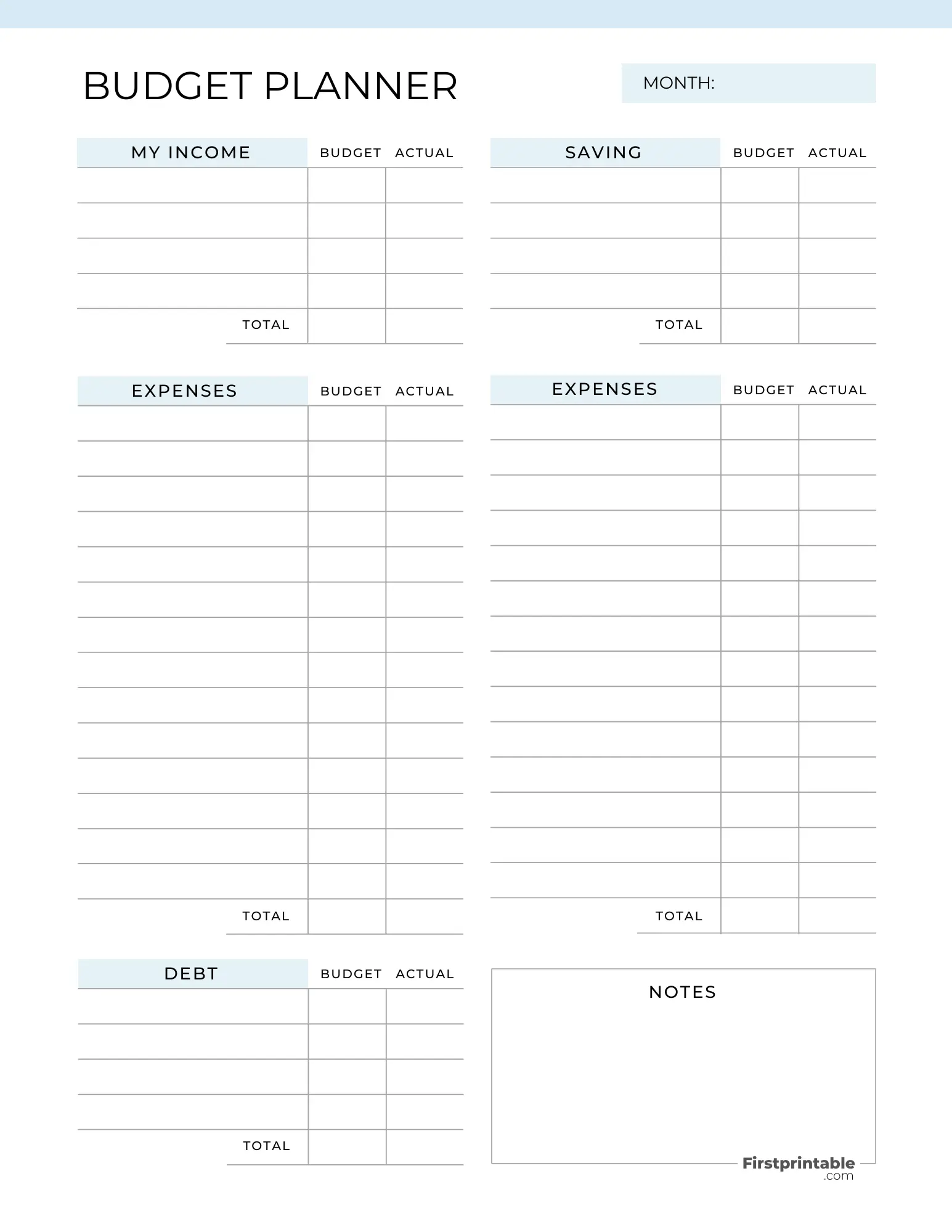 monthly budget planner template word