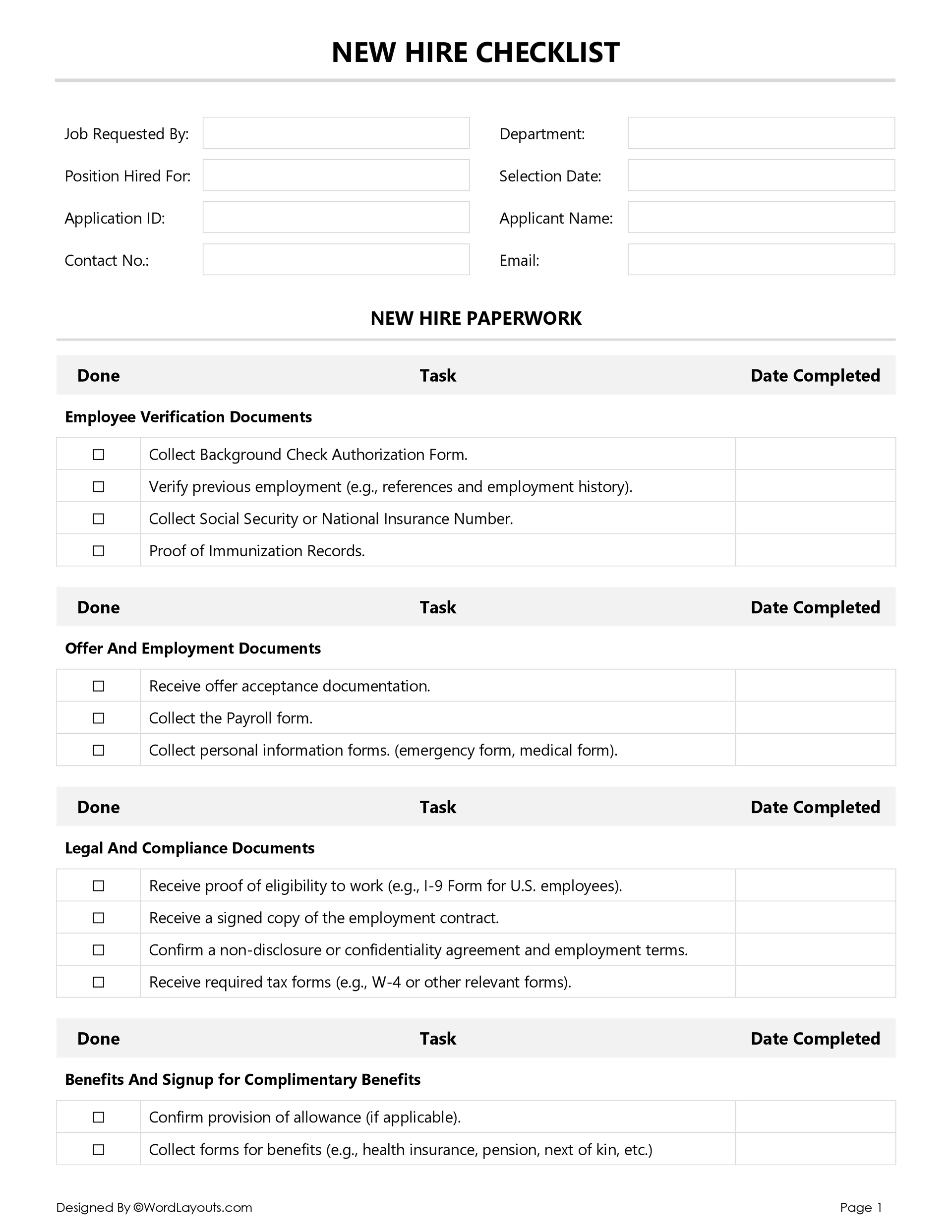 new employee checklist new employee checklist