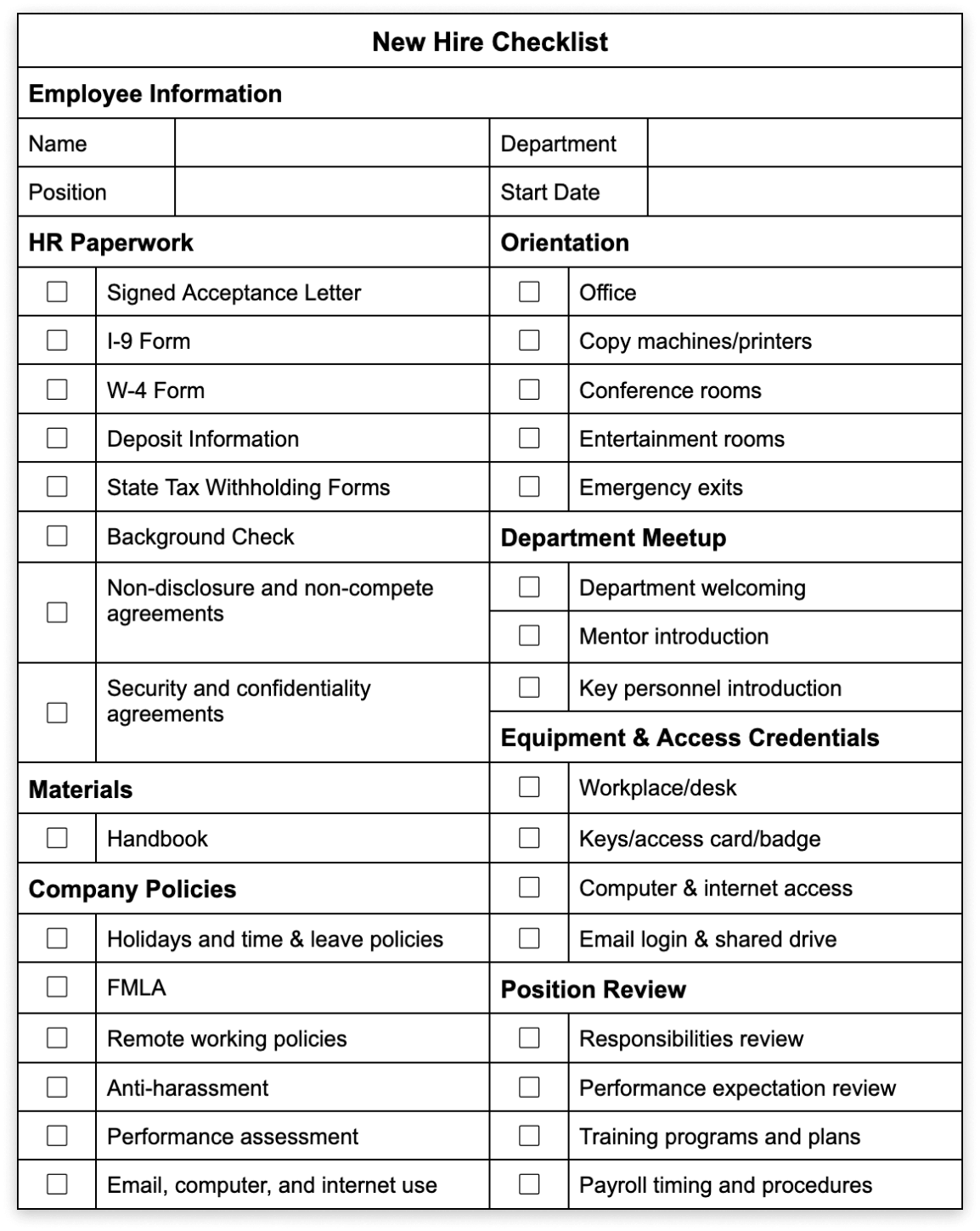 new hire checklist excel new hire checklist excel