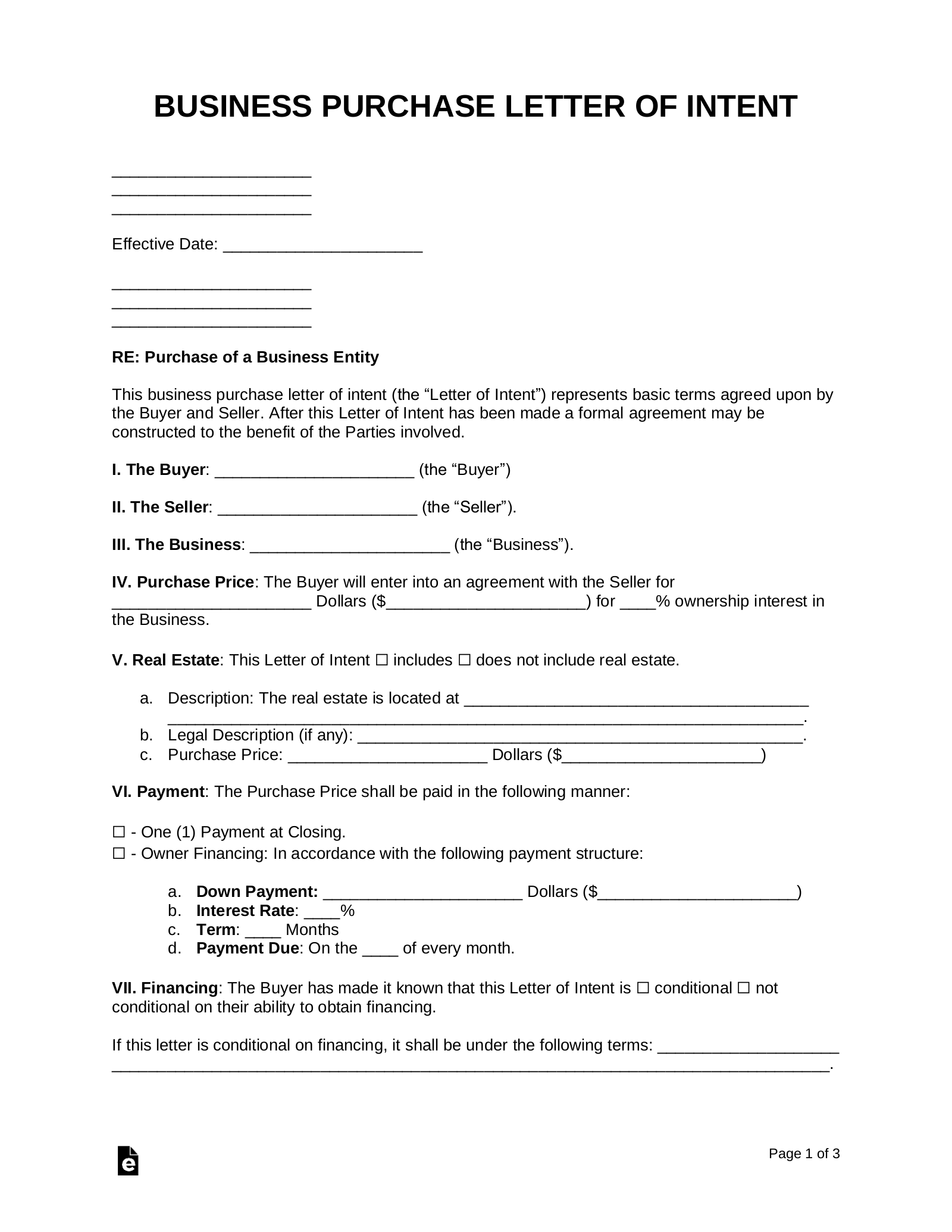 offer to purchase company template
