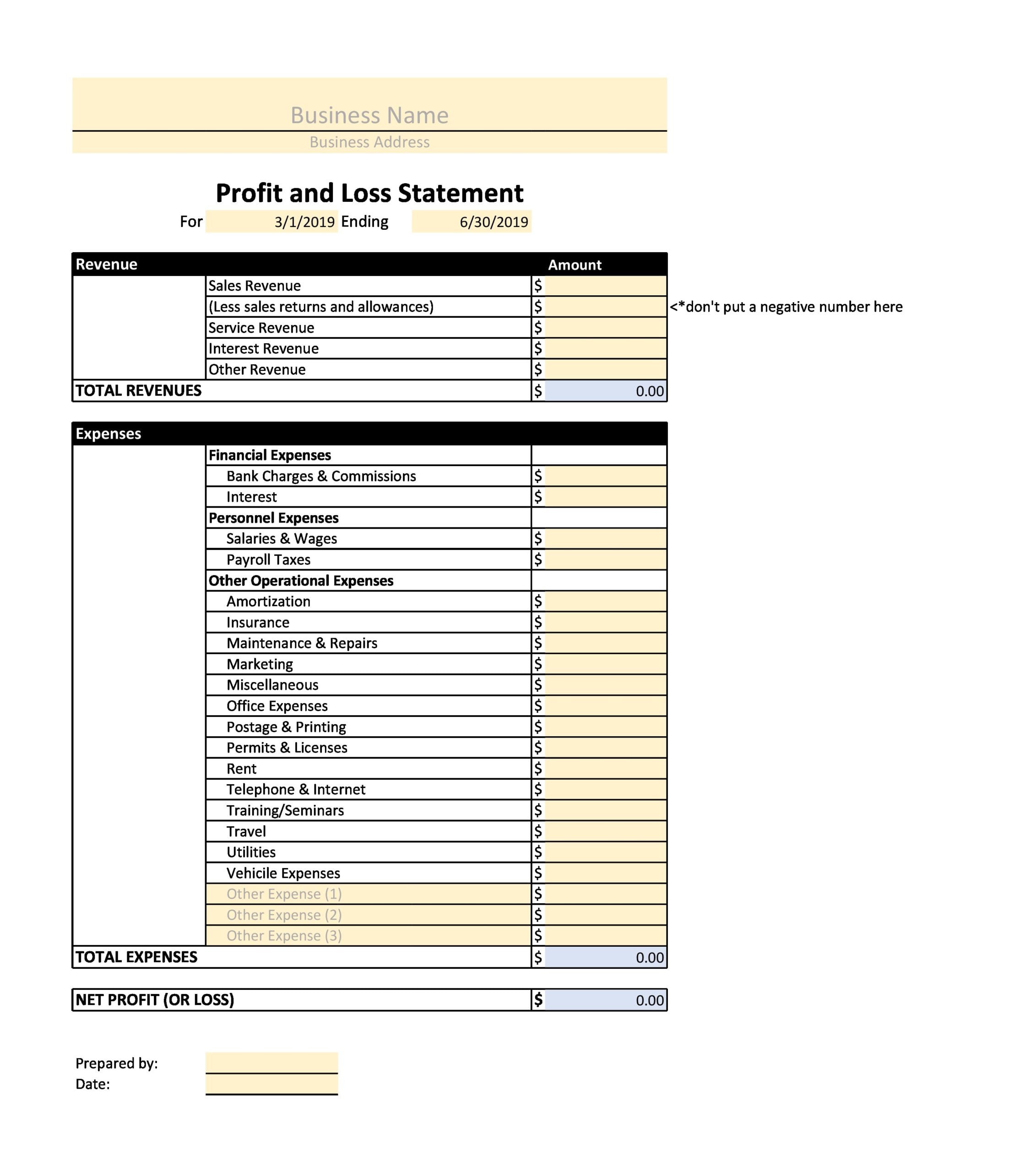 profit and loss spreadsheet template profit and loss spreadsheet template