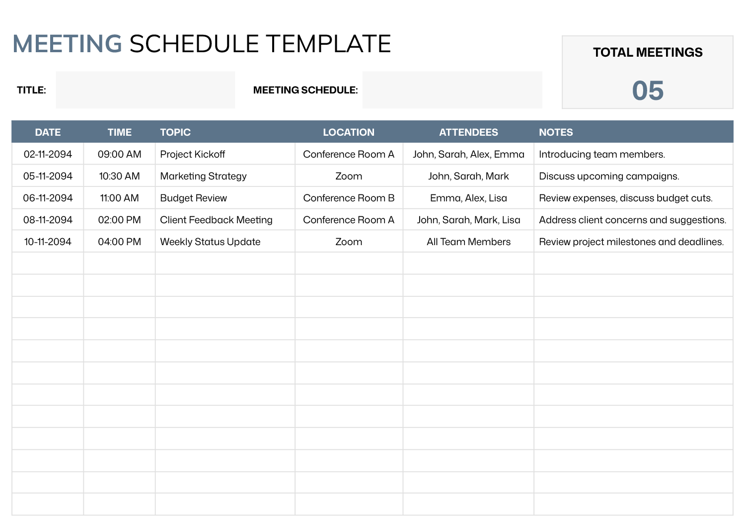 schedule template free schedule template free